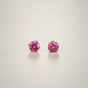 Jewelry Natural Pink Sapphire Solid 925 Sterling Silver Push Back Earrings 6mm